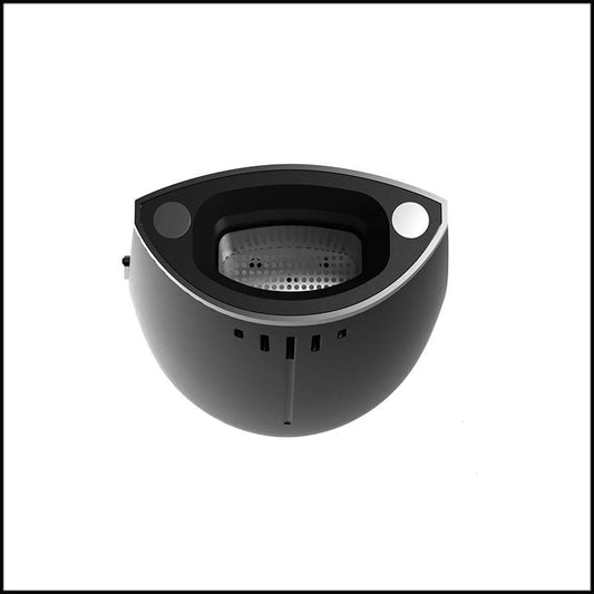 A front view of the Black Mamba Vaporizer - Black, showcasing its sleek, rounded black design against a plain white background.
