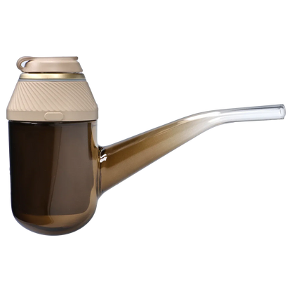 Side profile of the Proxy – Desert showing a tan ribbed cap and long translucent brown spout against a white background.