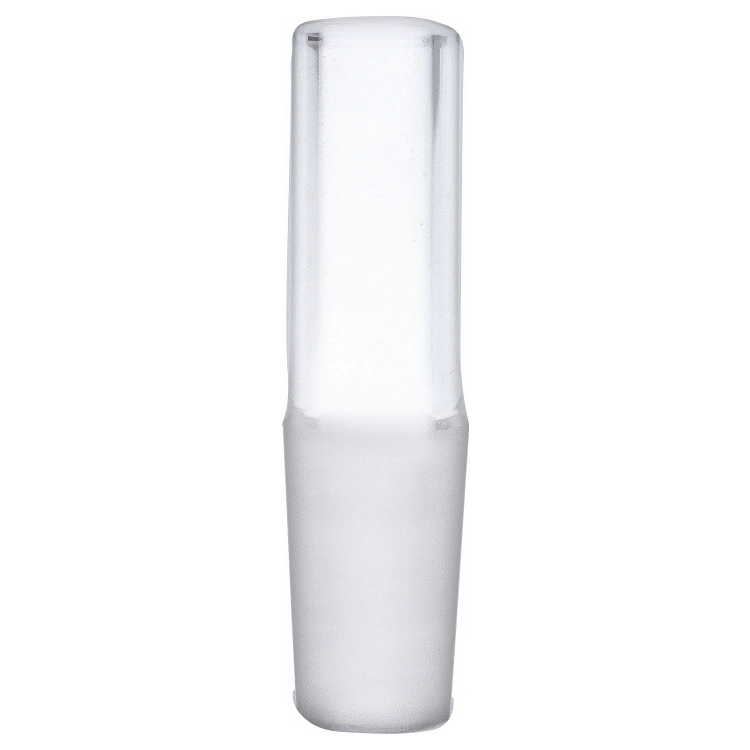 Front view of the Puffco Peak Top - Medusa, a clear glass attachment angled against a plain white background.