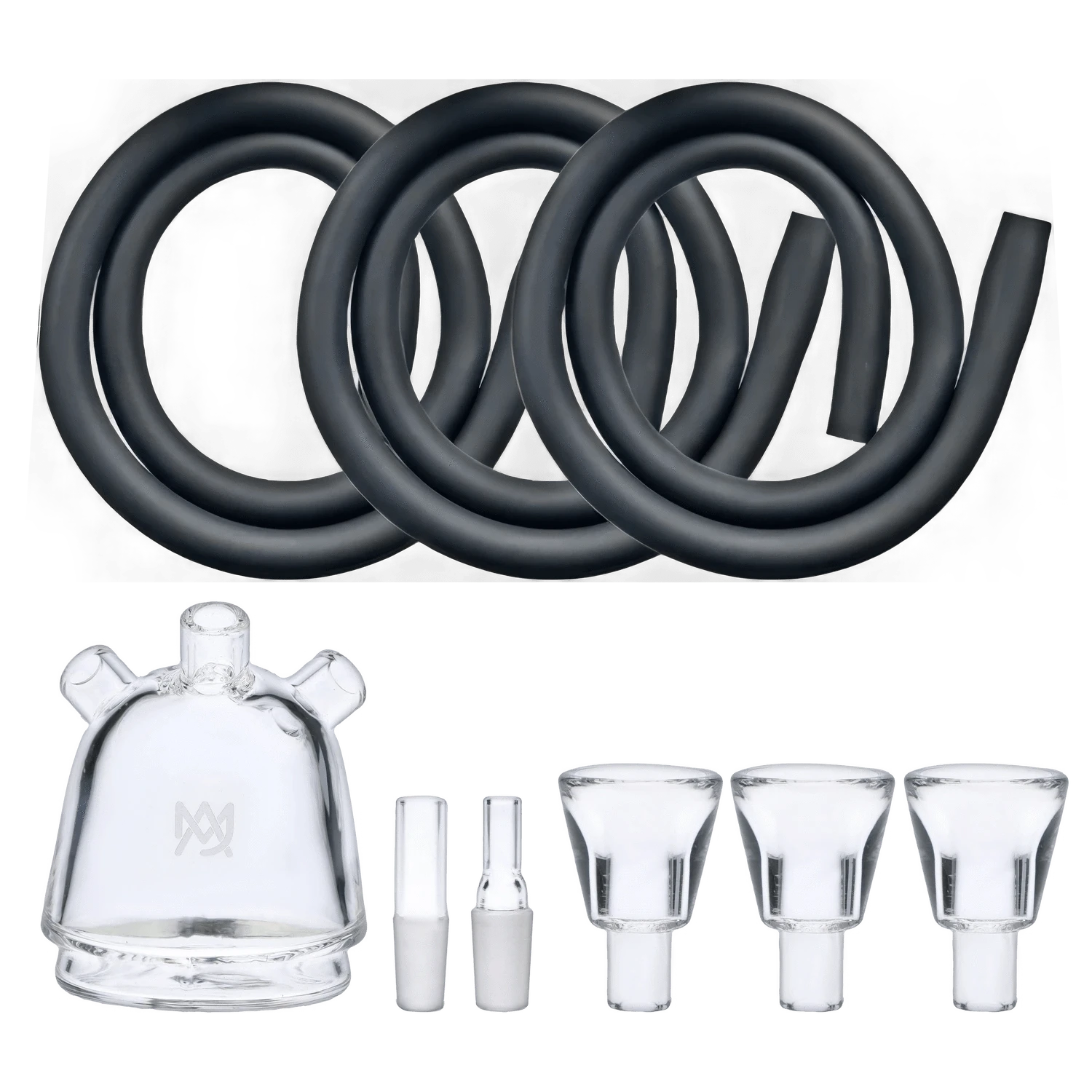 A close-up, top-down view of the Puffco Peak Top - Medusa, showing its curved, dark glass design.