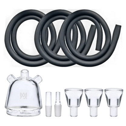 A close-up, top-down view of the Puffco Peak Top - Medusa, showing its curved, dark glass design.