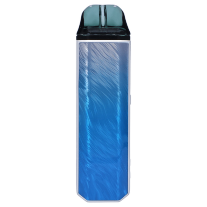 Straight-on view of the XVAPE - Aria Plus Dual Use Vaporizer - Frostwave showing its glossy blue marbled front panel and translucent dark mouthpiece.