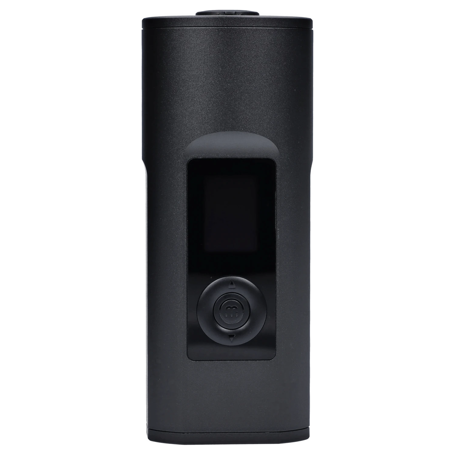 Front view of the Arizer II MAX Vaporizer, a black handheld device with a sleek, minimalist design.