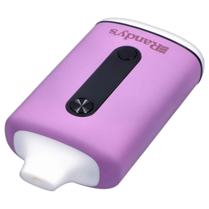 Angled close-up of the lavender purple Randy's Inspo Dual 510 Battery showing its black central control strip and glossy button.