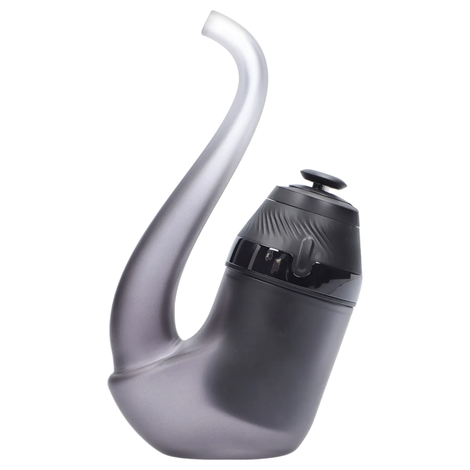 Three-quarter view of the black Puffco Proxy 2.0 - Onyx showing its curved handle and textured top with a white studio background