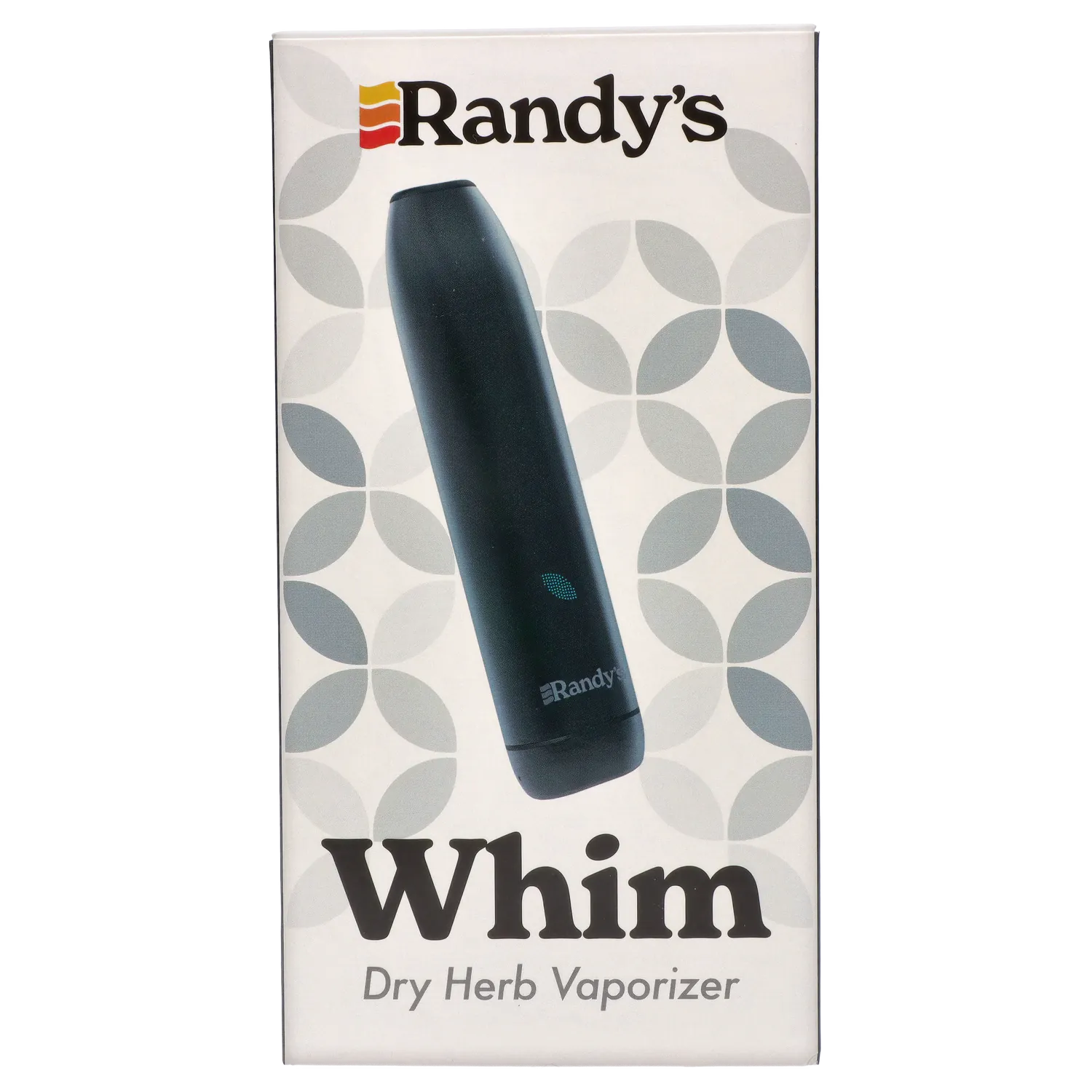 Angled close-up of the Midnight Black Randy's Whim Dry Herb Vaporizer against a pale patterned background.