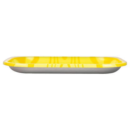 Side profile of the small C&C 40th Anniversary Tray-Yellow-Small showing its glossy yellow interior and low white base against a white background