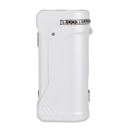 Front view of the white Yocan UNI Pro-Digital Box Mod, showing a sleek, rectangular design with a minimalist aesthetic.