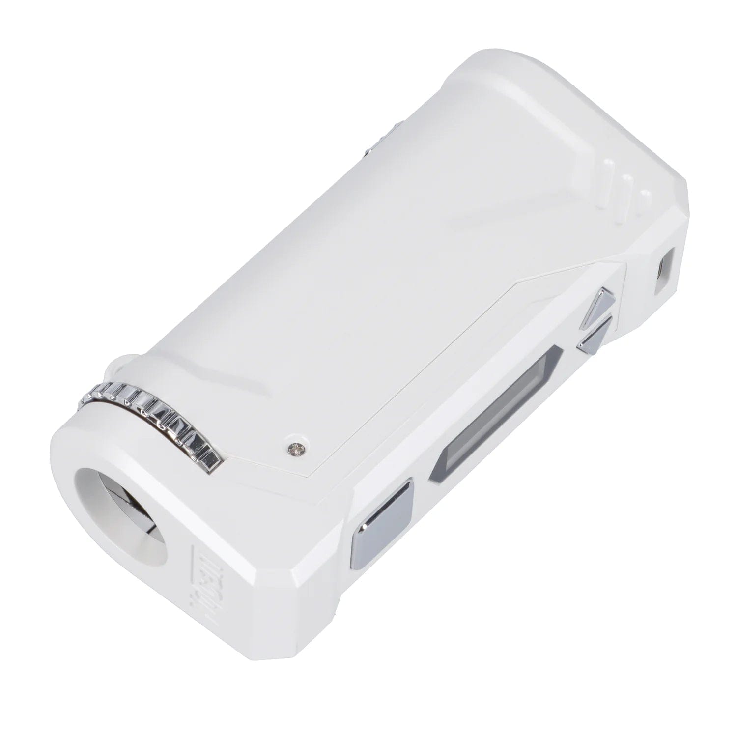 A slightly angled, close-up view of the white Yocan UNI Pro-Digital Box Mod, showcasing its sleek, rectangular shape and silver accent.