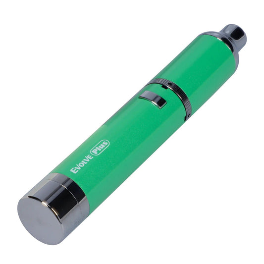 A studio shot of the green Yocan Evolve Plus Kit, angled slightly upwards against a plain white background.