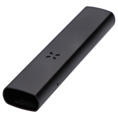 Front view of the Pax Era Concentrate Vaporizer, a sleek, dark-colored device angled against a neutral gray background.