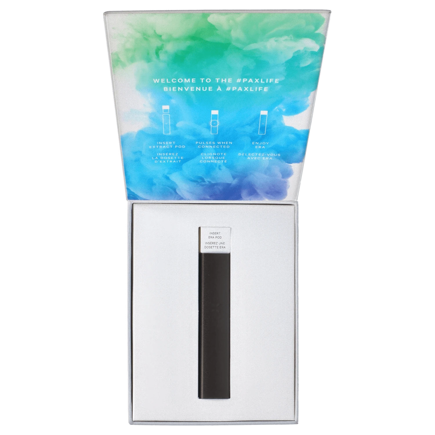 Front view of the Pax Era Concentrate Vaporizer, presented with the text “WELCOME TO #PAXLIFE” against a dark background.