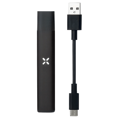 Close-up view of a black USB charging cable connected to the Pax Era Concentrate Vaporizer, against a white background.
