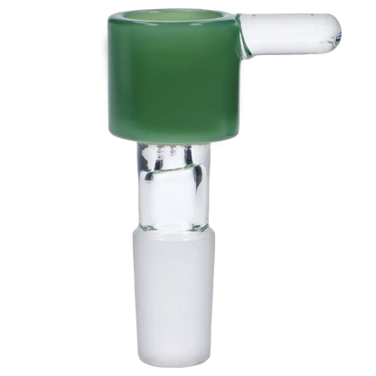 Close-up side view of the Dopezilla Replacement Bowl - Mint Green - Male 14mm showing the cylindrical mint-green bowl top with a clear glass joint and slim clear handle.