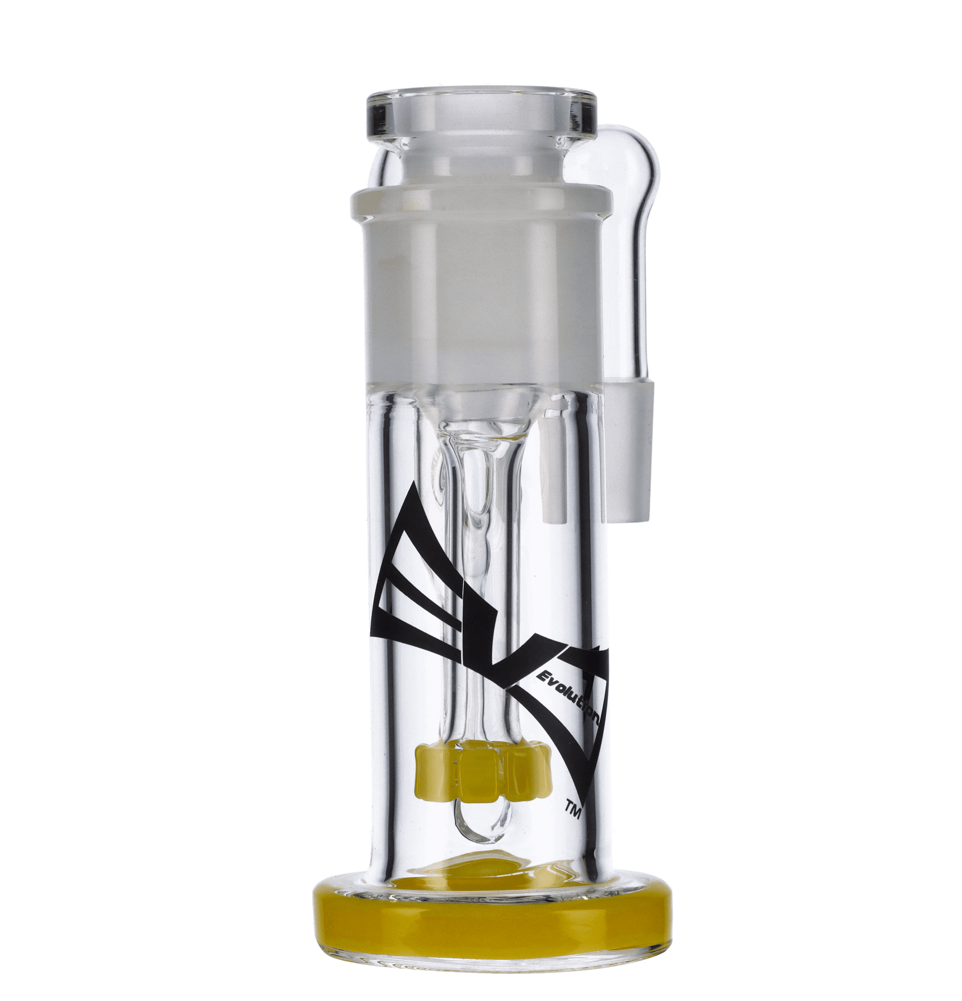 Front view of the Valiant Ash Catcher with Removable Showerhead in yellow glass, showing its compact 5.5-inch design.