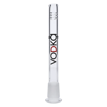 Front view of the 140mm Vodka Downstem, a clear glass flush mount piece with a simple cylindrical shape.