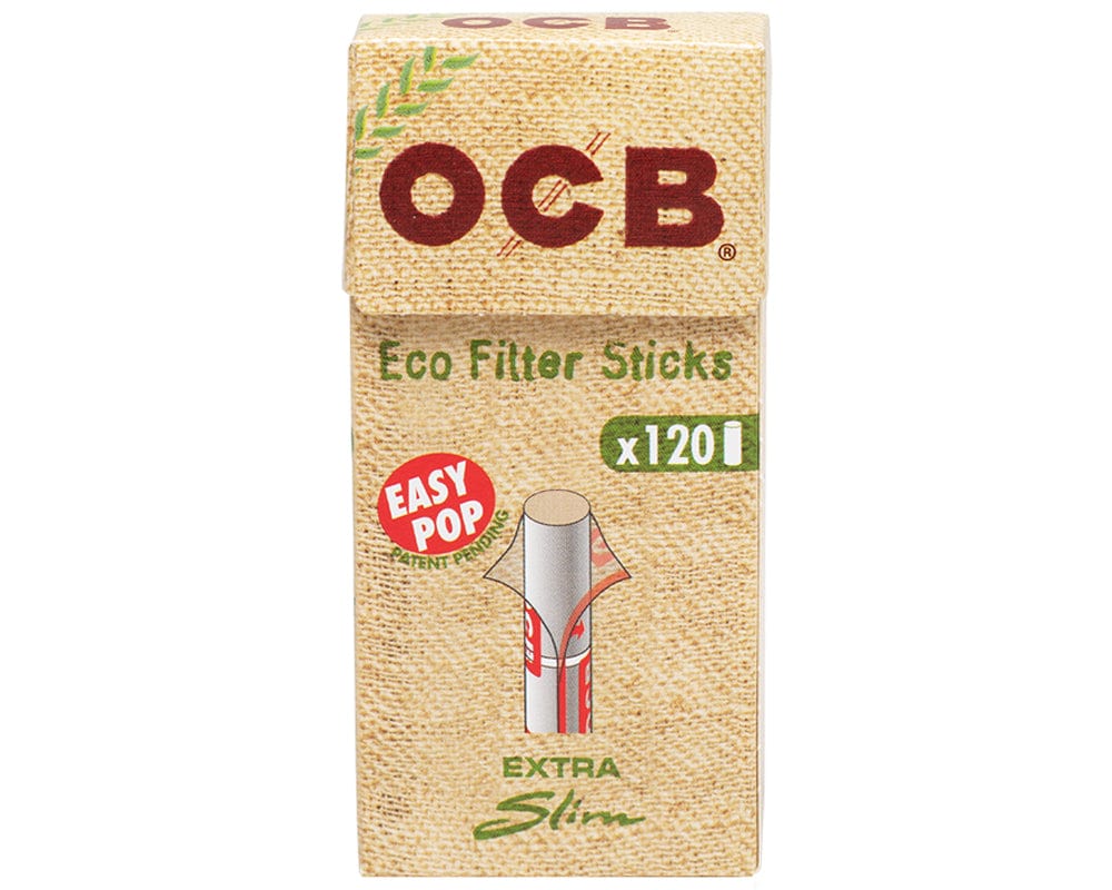 Front view of the OCB Organic Hemp Extra Slim Filter Stick package, displaying the brand logo on a white background.