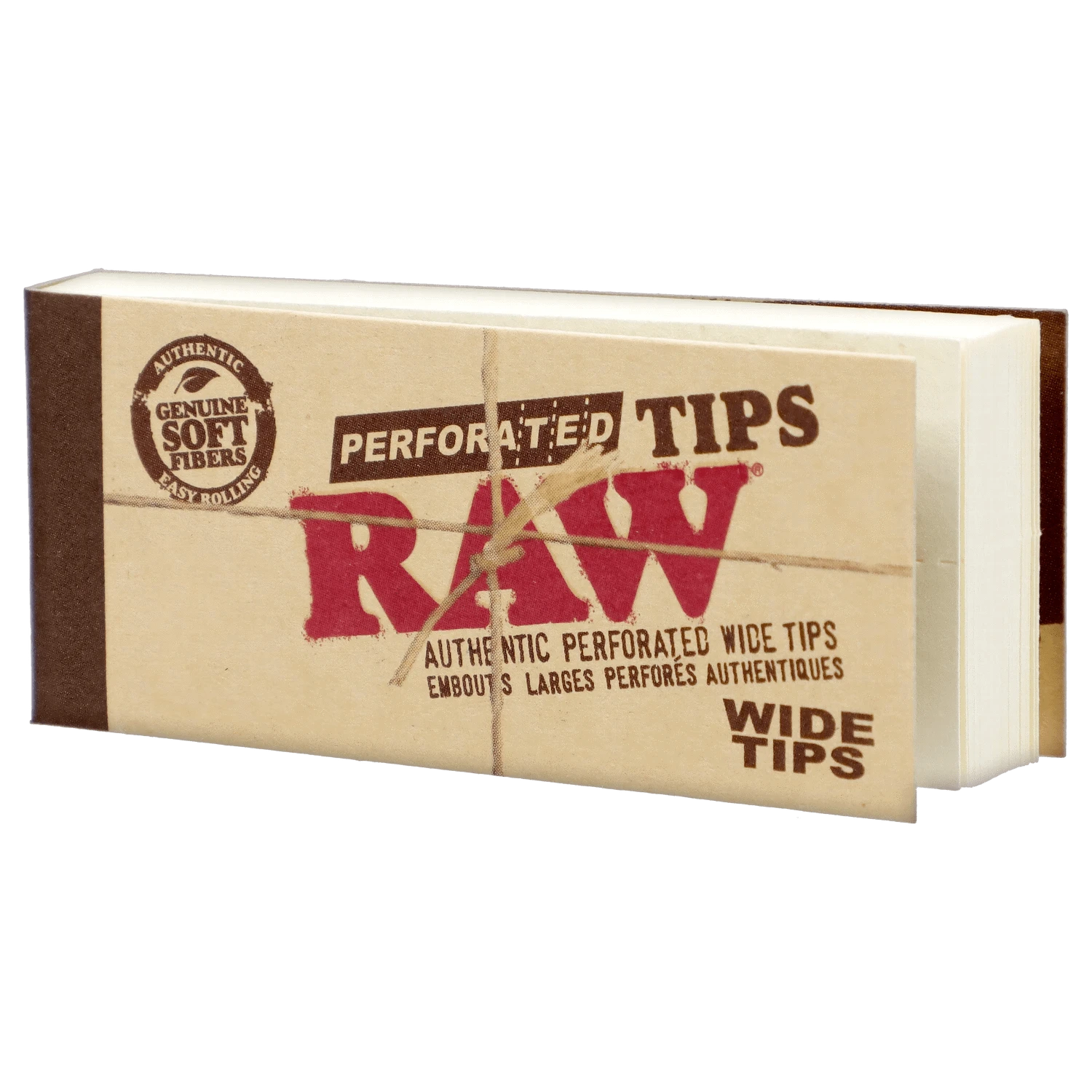 A stack of Raw Perforated Wide Filter Tips is shown at a slight angle against a plain white background.