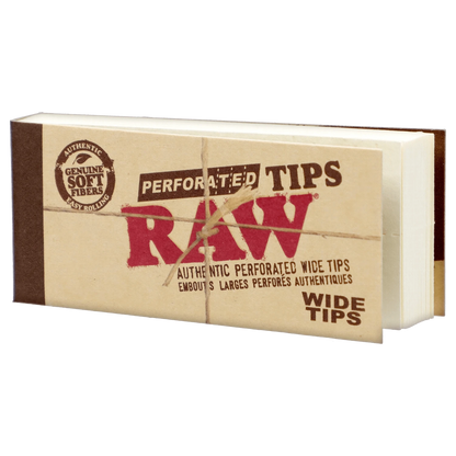 A stack of Raw Perforated Wide Filter Tips is shown at a slight angle against a plain white background.