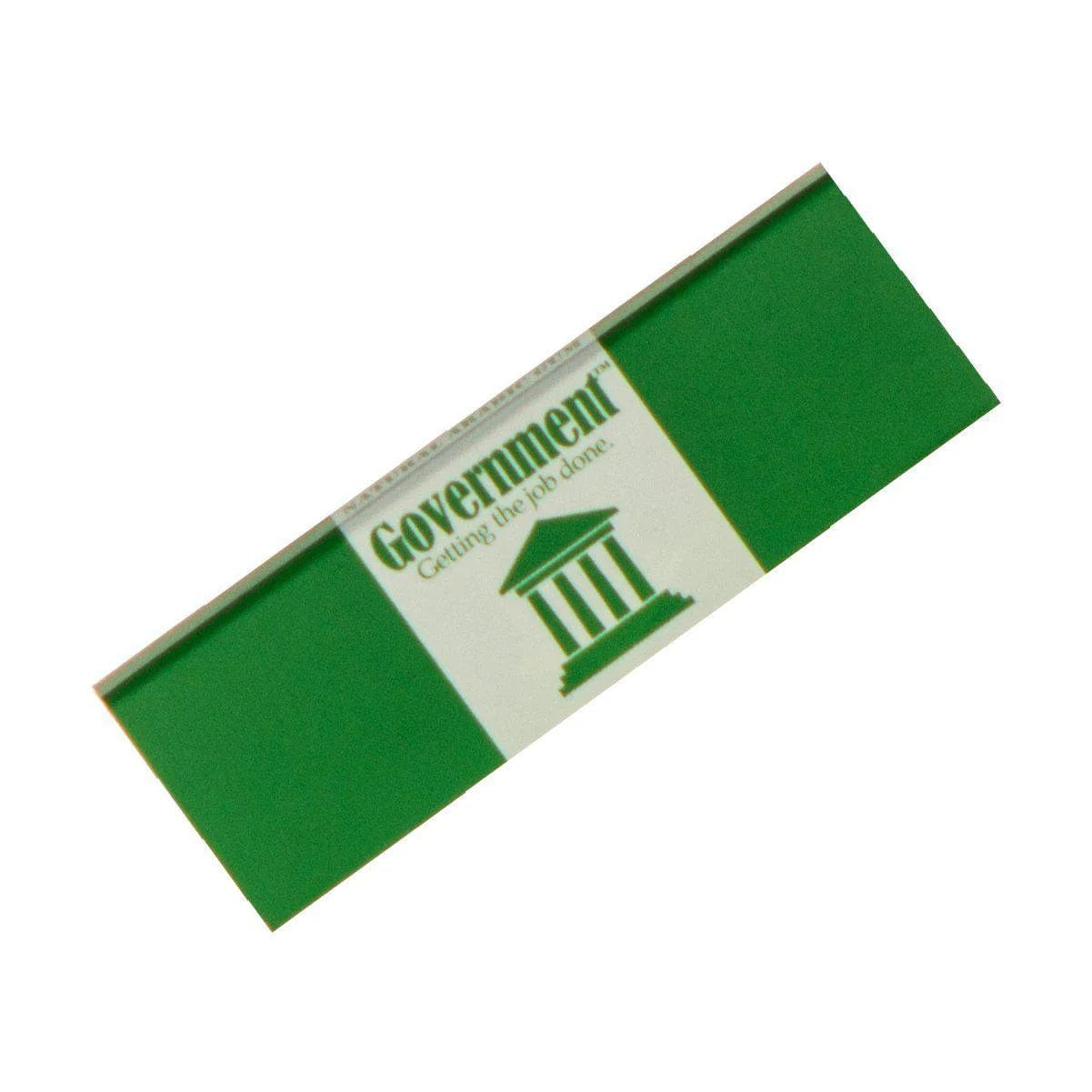 A close-up of Government 100% Wood Fibre Rolling Papers, showing the green packet against a plain white background.