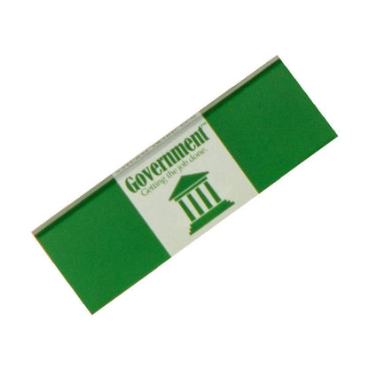 A close-up of Government 100% Wood Fibre Rolling Papers, showing the green packet against a plain white background.