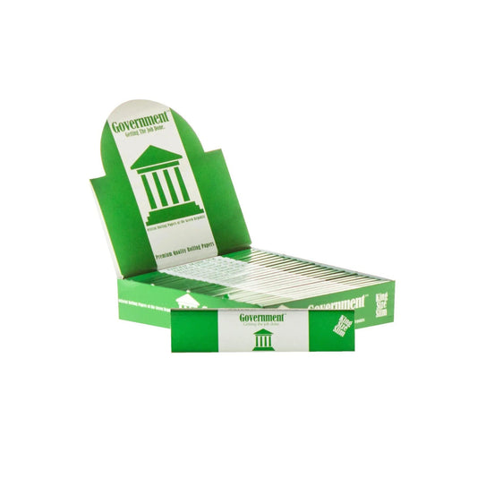 Front view of the Government Rolling Papers - King Size pack against a white background, displaying the brand’s logo and product name.