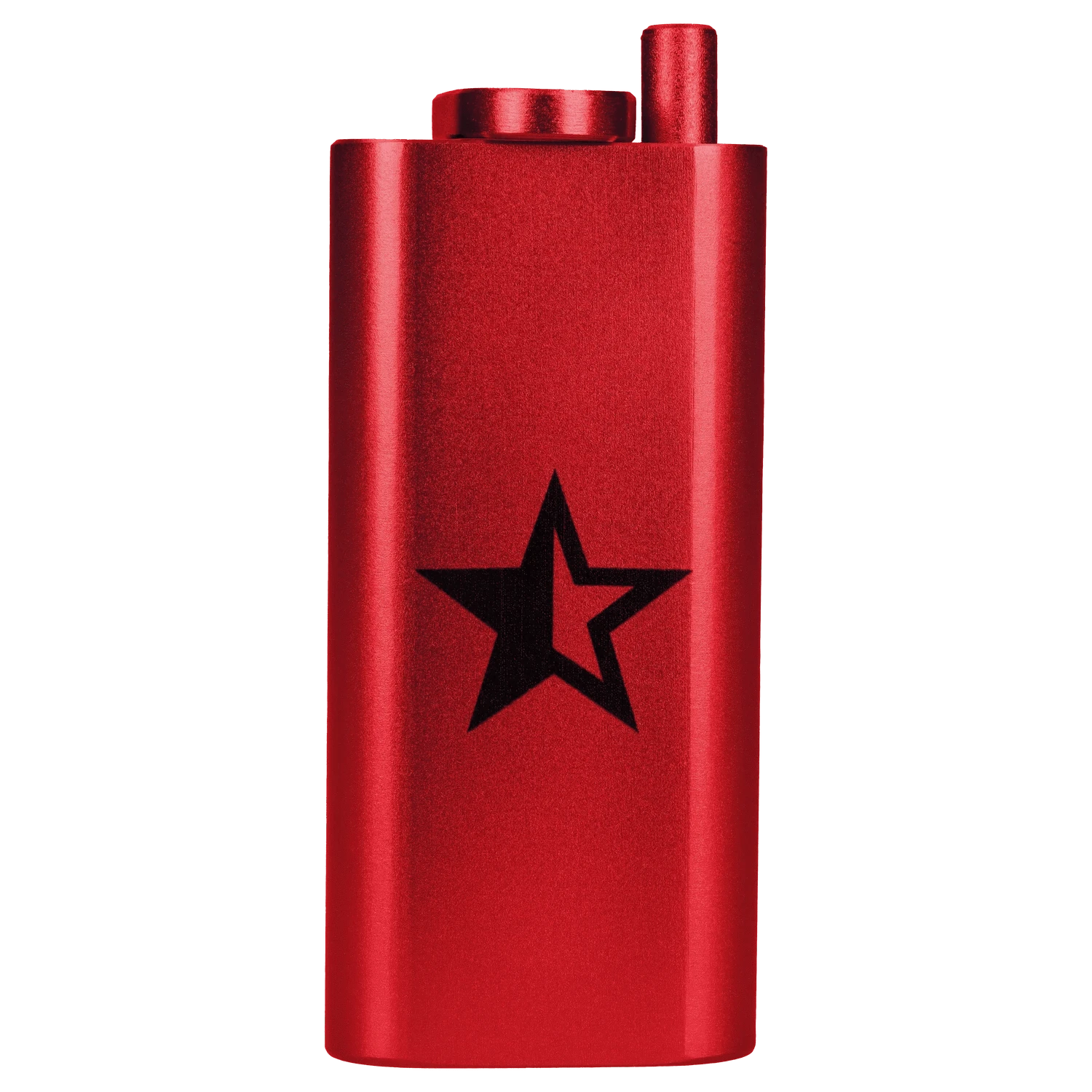 Front view of the Famous X Aluminum Dugout in red, showcasing its sleek, rectangular form.
