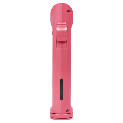 Front view of the Yocan Shift Torch in pink, showing the sleek, cylindrical design and metallic button detail.