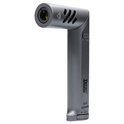 Front view of the Yocan Shift Torch in space grey, showing the metallic finish and sleek, cylindrical design.