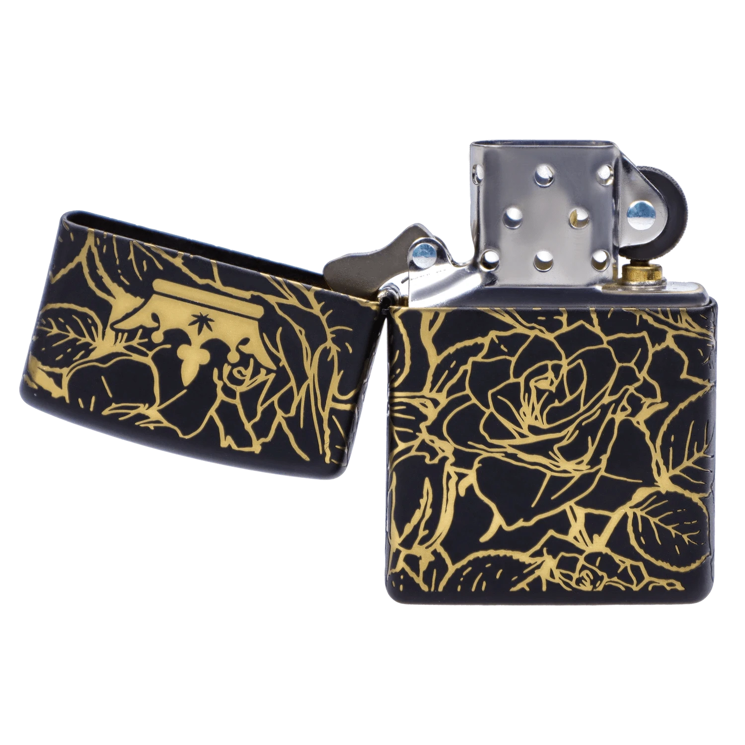 Queen of Bud Each Queen of Bud Zippo Black Obsidian Floral Accessories