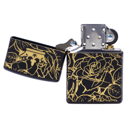 Queen of Bud Each Queen of Bud Zippo Black Obsidian Floral Accessories