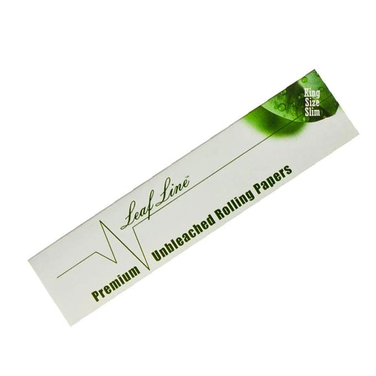 A close-up of Leaf Line Rolling Papers - King Size, stacked neatly against a white background.