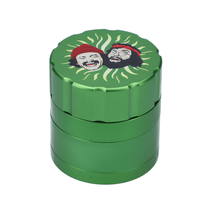 Front view of the C&C Grinder 40th-Green, a cylindrical grinder with a textured grip and a vibrant green finish.