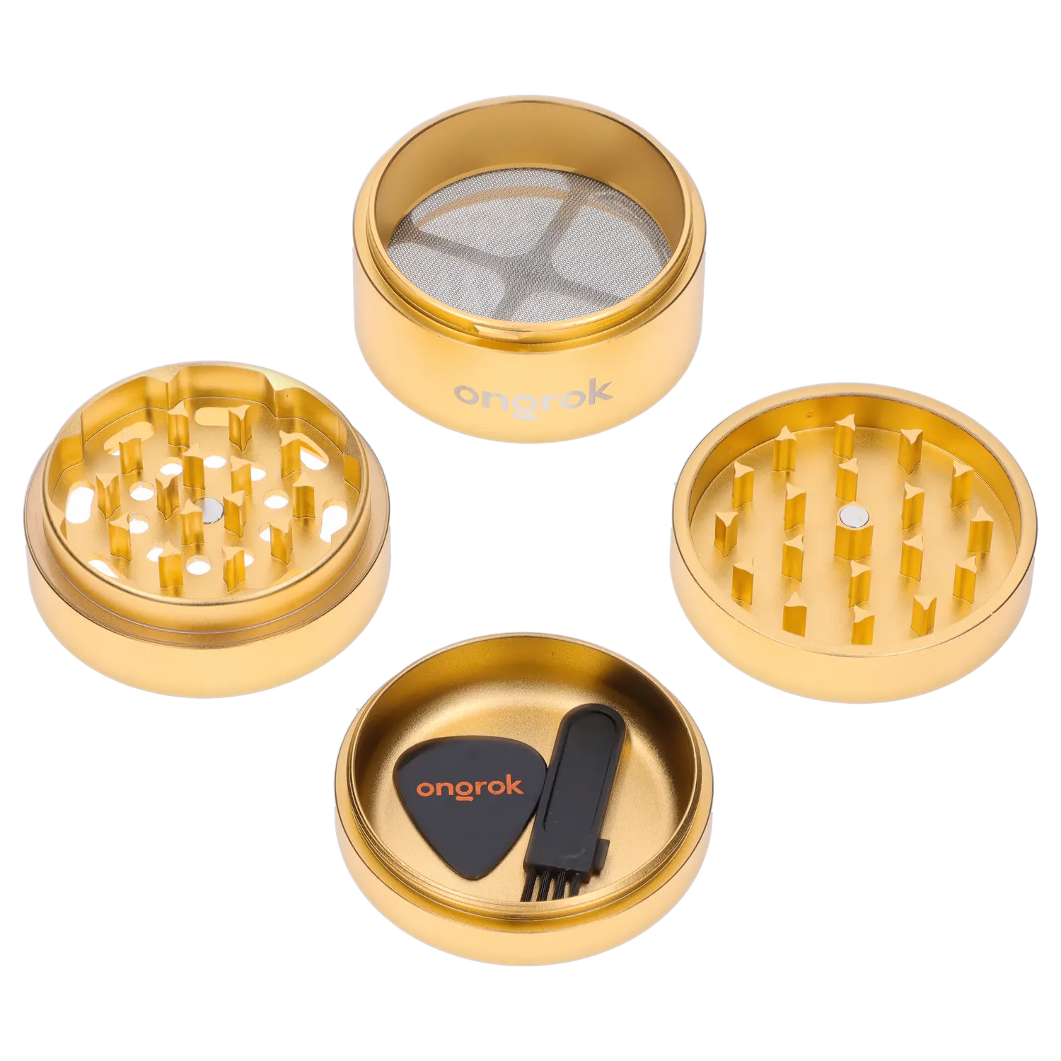 Ongrok Each Ongrok - 4 Piece EZ Open Grinder 2.0 - Gold Grinders