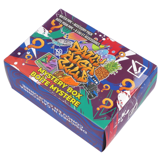 Front view of the DHC - Mystery Box - Send Noodz - Wild Berry, showing a colorful, sealed box with graphic designs and text in multiple languages.
