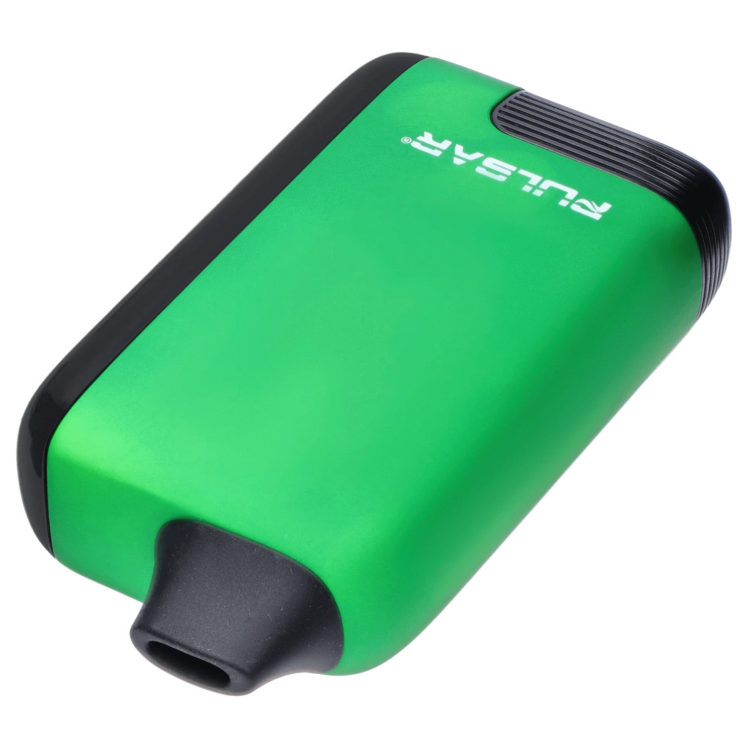 Angled close-up of the green Pulsar 510 DL 5.0 Thermo Series Vape - Acid Splash showing its black mouthpiece, rounded edges, and white logo.