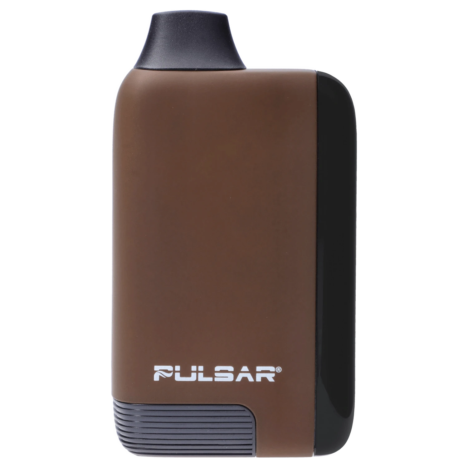 Close-up front view of the brown Pulsar 510 DL 5.0 Thermo Series Vape - Earthstorm showing its rounded top mouthpiece and logo.