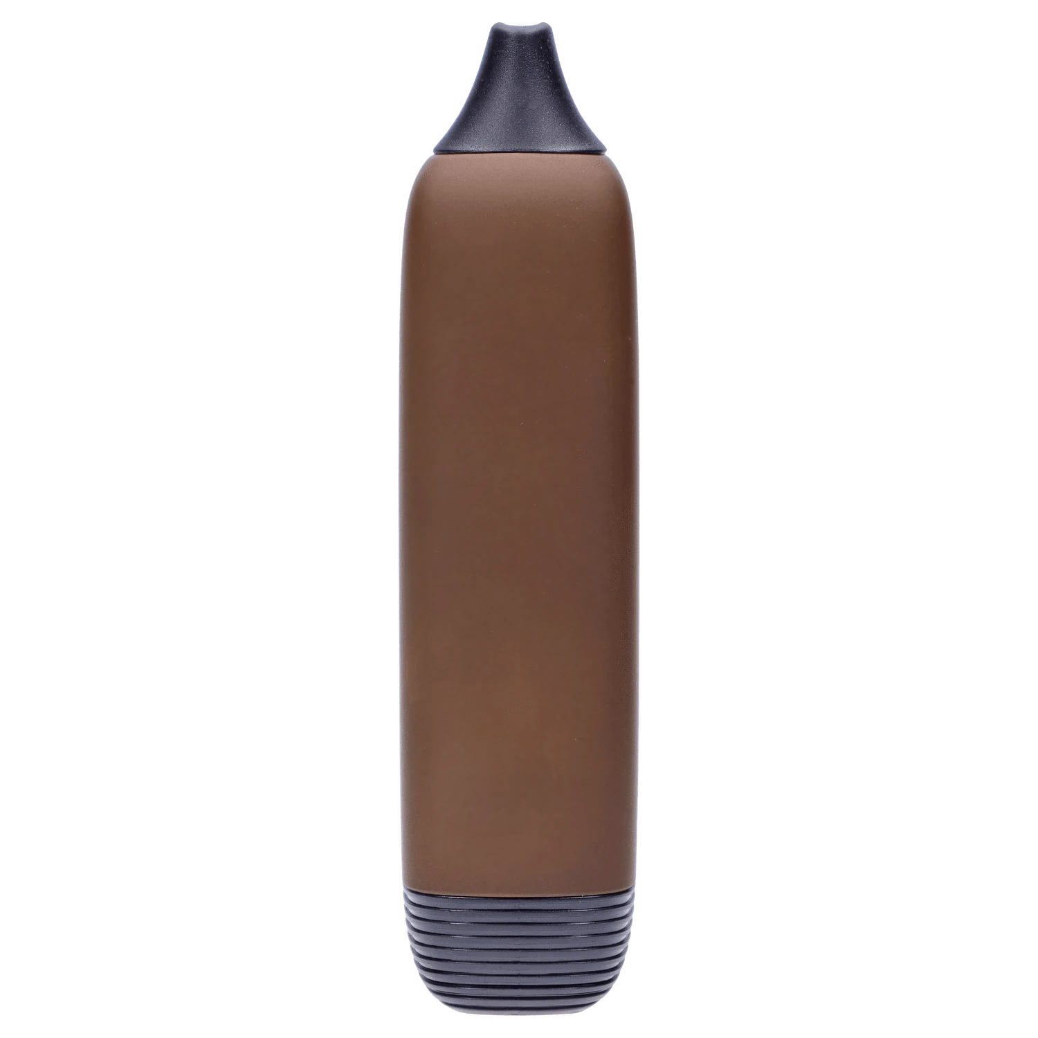 Straight-on close-up of the brown Pulsar 510 DL 5.0 Thermo Series Vape - Earthstorm showing its tapered black mouthpiece and ribbed black base.