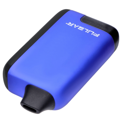 Angled close-up of the blue Pulsar 510 DL 5.0 Thermo Series Vape - Royal Wizard showing its matte body, black mouthpiece, and textured top edge