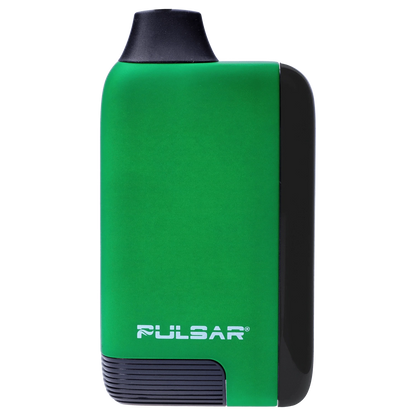 Close-up front view of the bright green Pulsar 510 DL 5.0 Thermo Series Vape - Acid Splash showing its black mouthpiece, rounded edge, and white logo.
