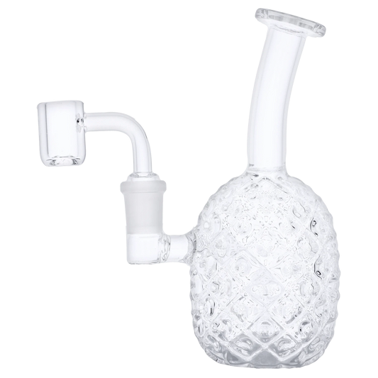 Front view of the 6.3-inch Valiant Pineapple Mini Rig, a clear glass piece with a textured, pineapple-inspired design.