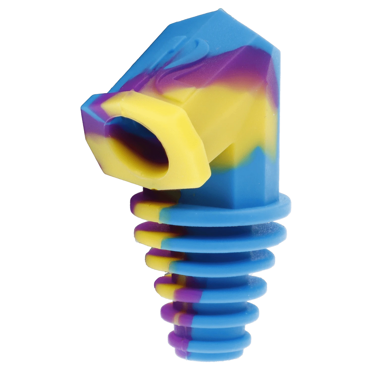 A close-up of the Pulsar Silicone Cart Rig Adapter in assorted colors, angled to showcase its textured, ribbed design.