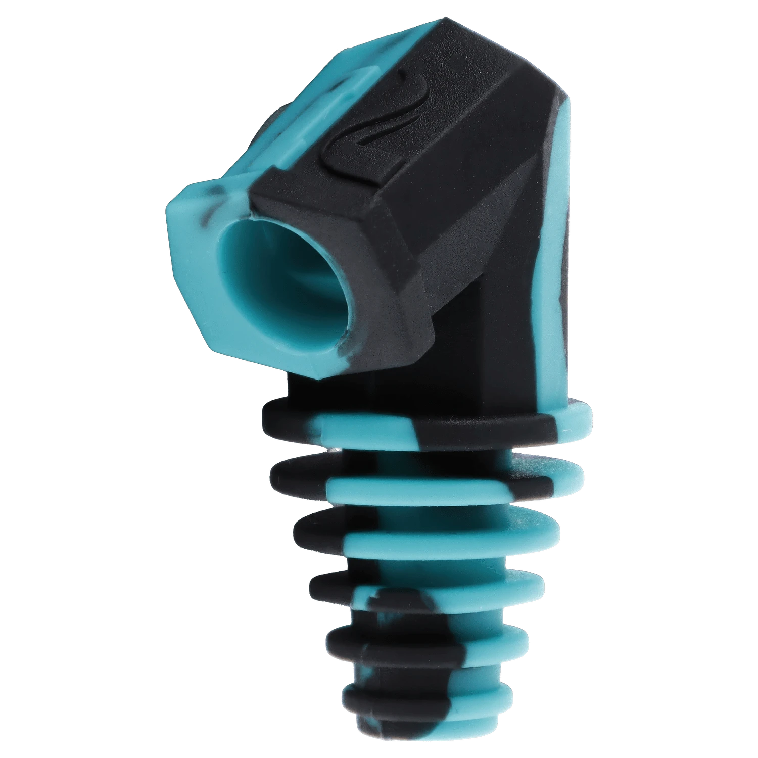 A close-up, angled view of the Pulsar Silicone Cart Rig Adapter, showcasing its textured, multi-tiered design.