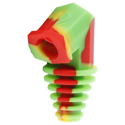 A close-up, angled view of the Pulsar Silicone Cart Rig Adapter in assorted colors, showcasing its textured, rubbery surface.