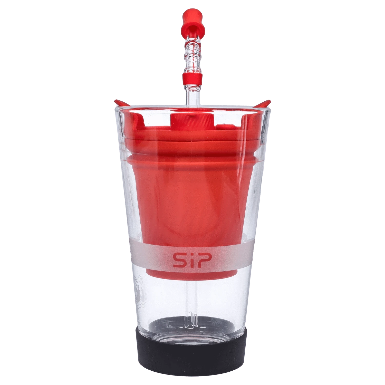 Front view of the Yocan Black - Sip Smart Rig in red, showing its compact size and sleek design against a plain white background.
