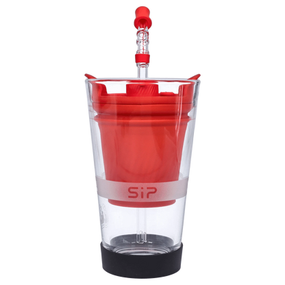Front view of the Yocan Black - Sip Smart Rig in red, showing its compact size and sleek design against a plain white background.