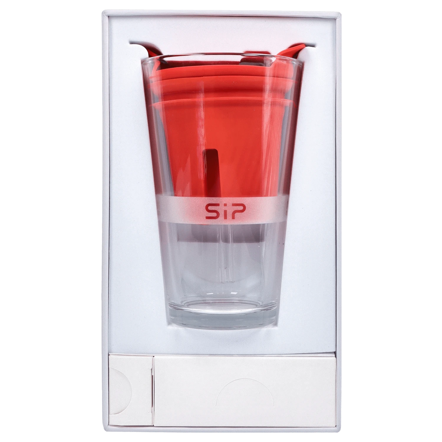 Front view of the red Yocan Black - Sip Smart Rig, showcasing its sleek, cylindrical shape against a plain white background.