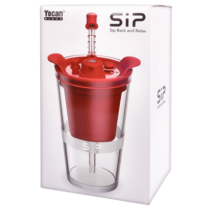 Front view of the red Yocan Black - Sip Smart Rig, displaying its clean lines and minimalist design against a plain background.