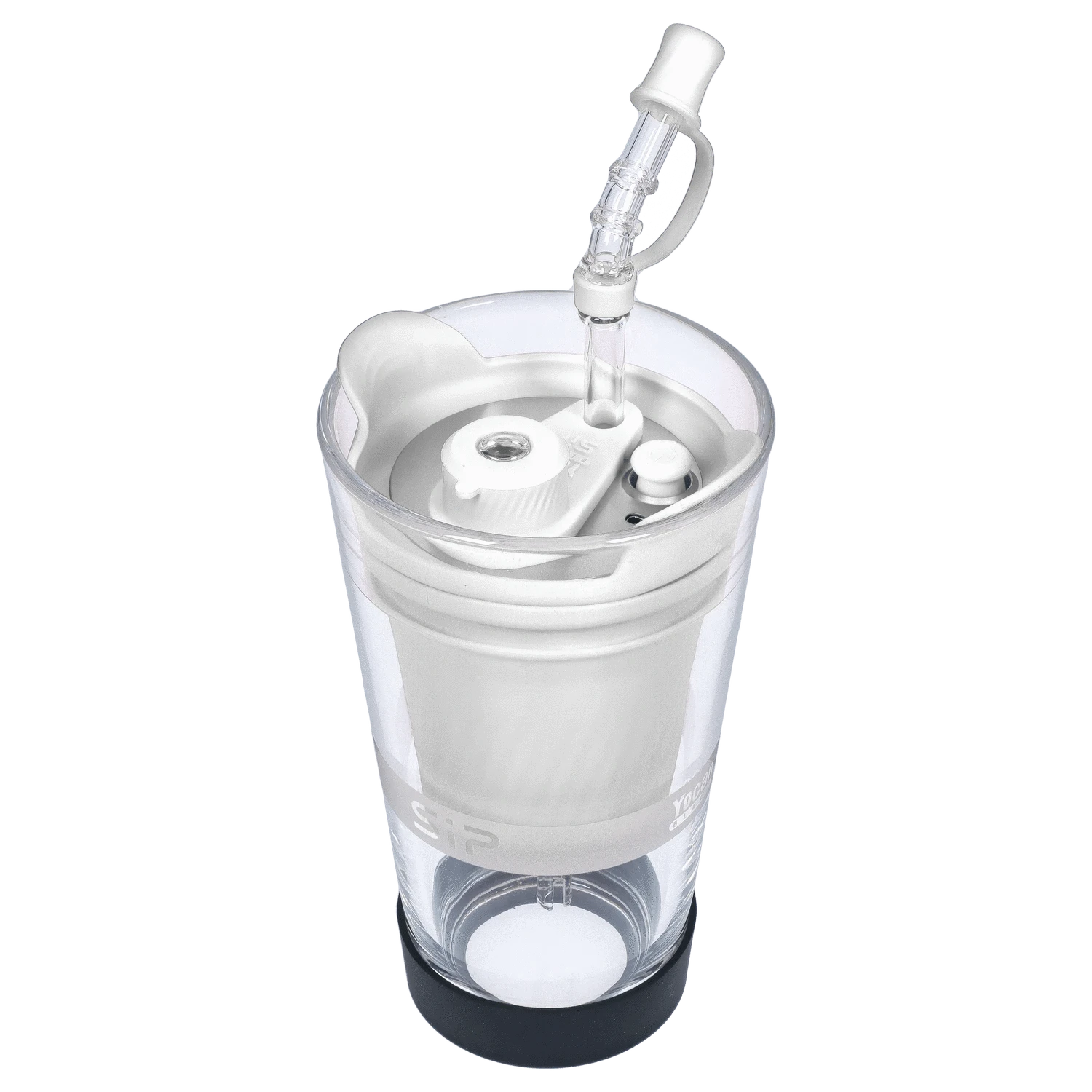 A front view of the Yocan Black - Sip Smart Rig in white, showcasing its compact, portable design.