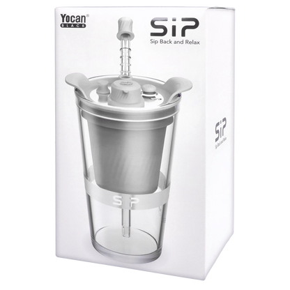 Front view of the white Yocan Black - Sip Smart Rig, showcasing its clean, minimalist design against a plain background.